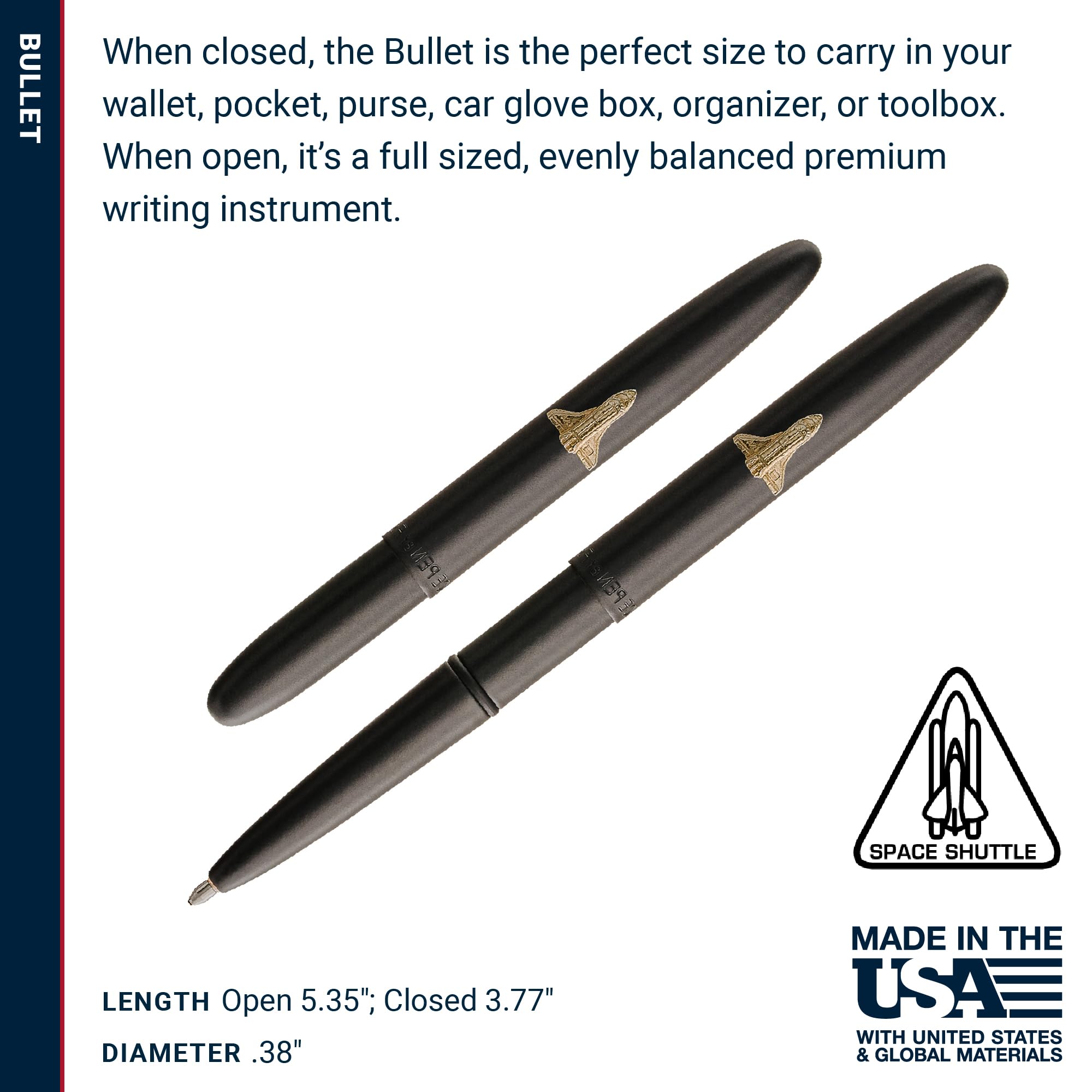 Amazon.com : Fisher Space Pen Matte Black Shuttle Emblem Bullet